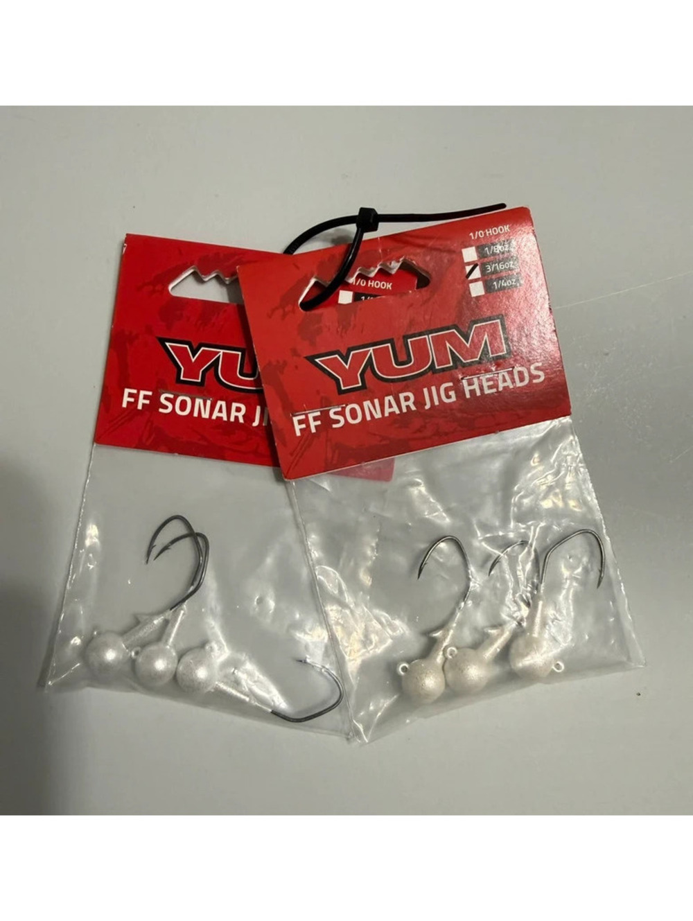 Fishing YUM FF Sonar Jig Heads 1/8oz White Hooks 2 Pack (6 Total) New